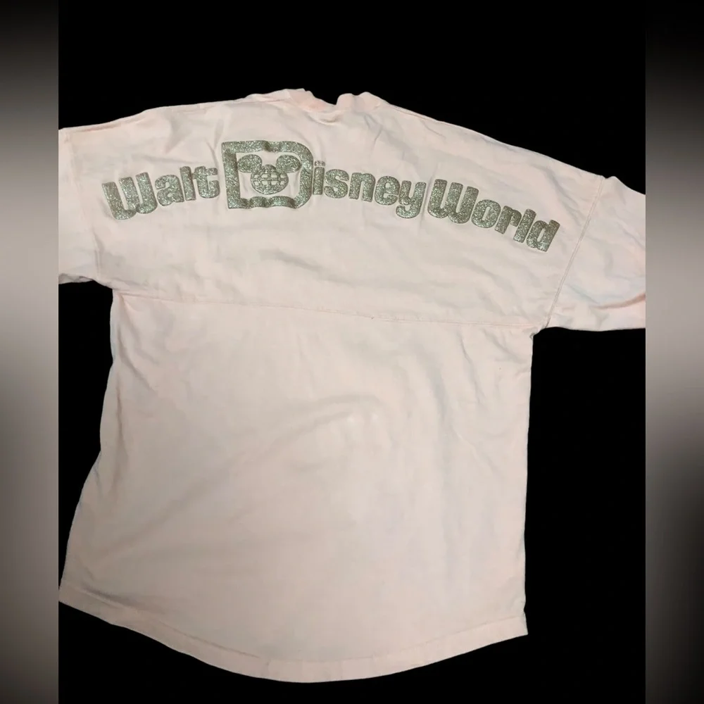 Disney Spirit Jersey Peach w/Rosegold Glitter Print XS - Picture 2 of 5